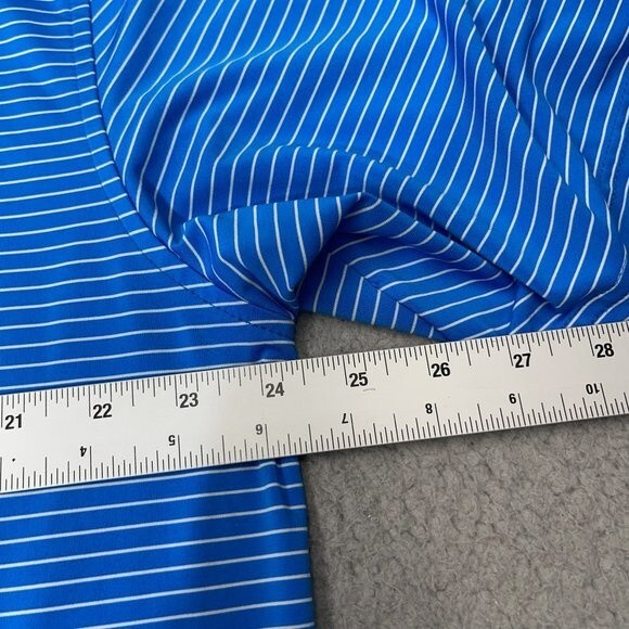 Peter Millar Polo Shirt Mens Blue White Stripe Summer Comfort Golf Golfer Casual - Picture 13 of 15